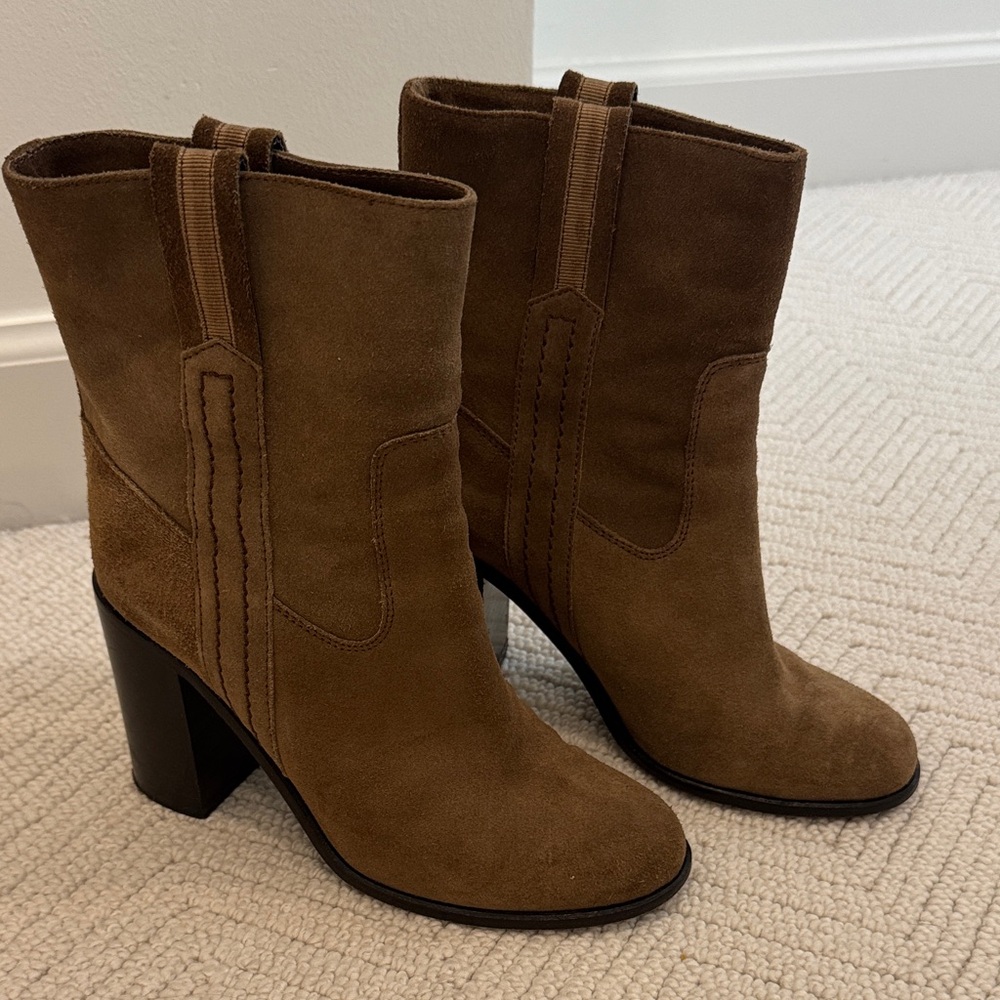 Kate Spade Brown Suede Mid-Calf Block Heel Boots